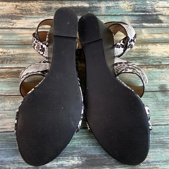 Steve Madden Carlin Black Ankle Strap Sandal Snake Print Wedge Heel Womens 7.5M - Picture 7 of 14